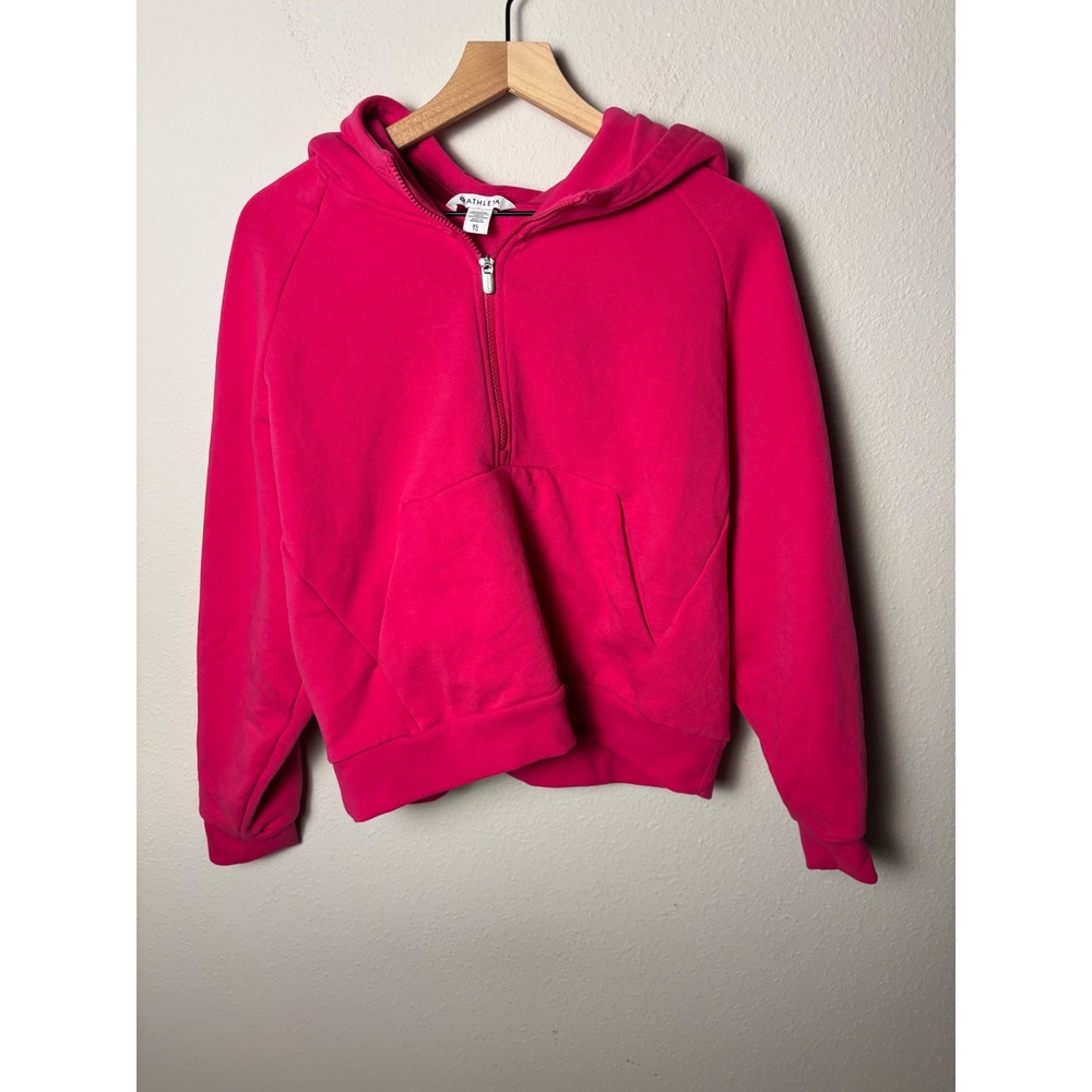 Athleta Easy Fleece 1/2 Zip Hoodie Dahlia Pink XL 473713 Pullover Sweatshirt